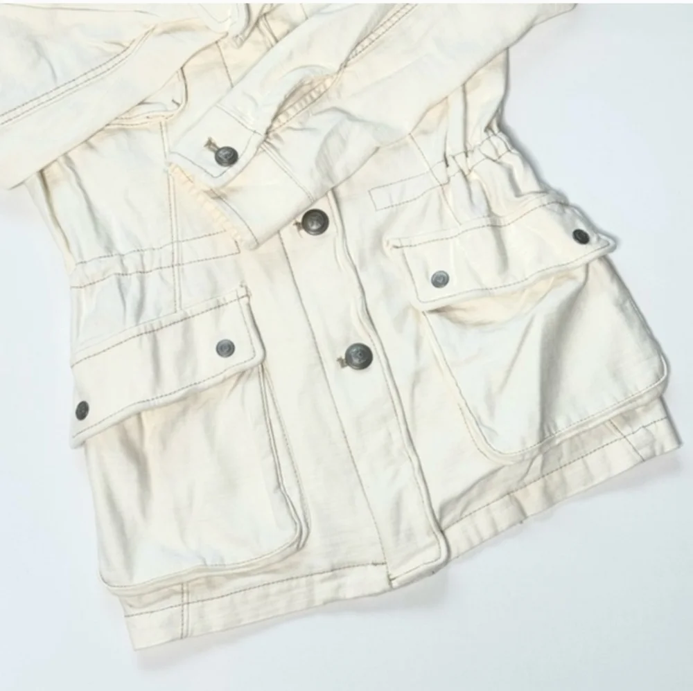 FREE PEOPLE Not Your Brother's Cream Utility Cotton Jacket In Ecru NWOT XS